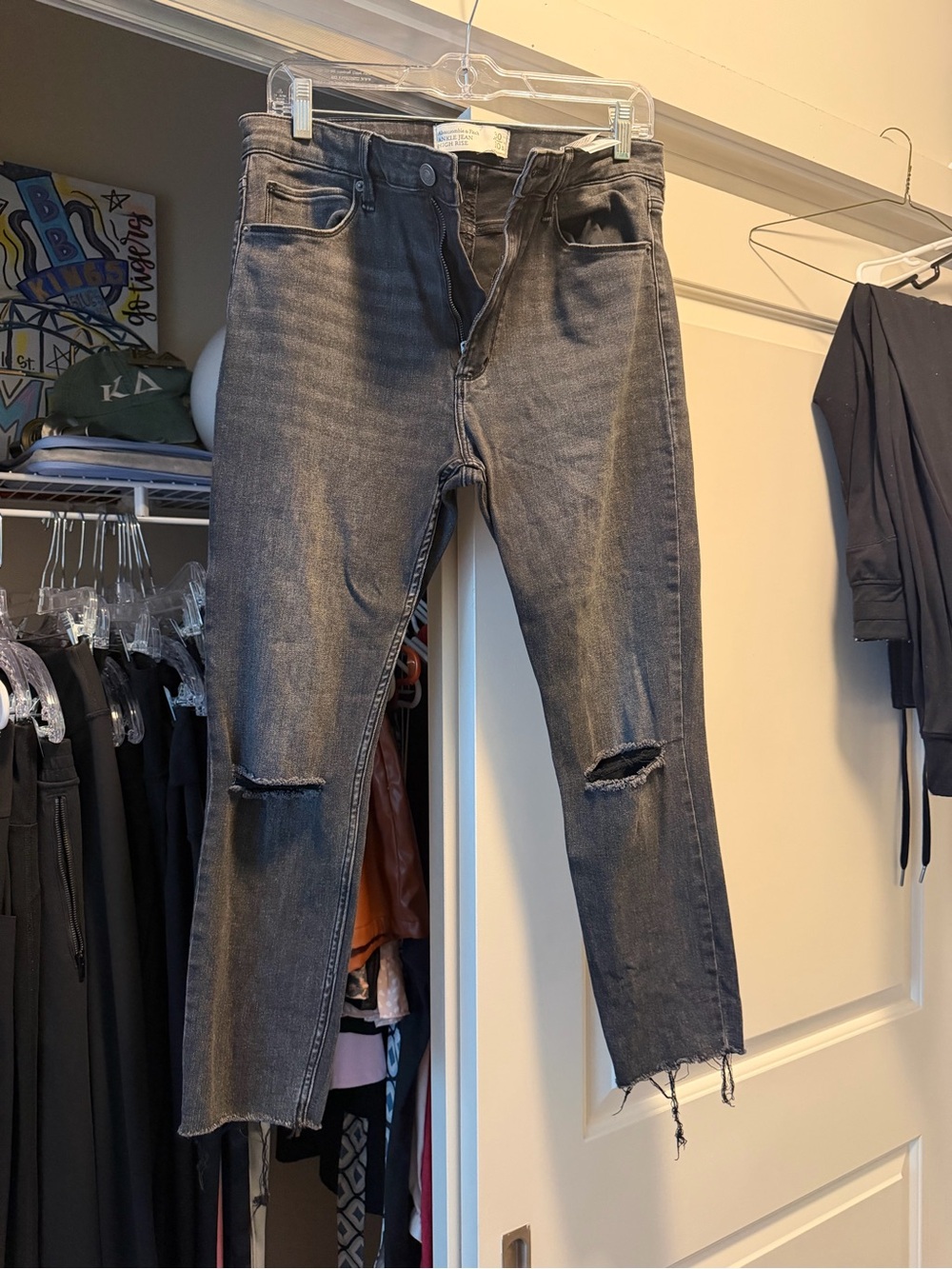 Abercrombie & Fitch Women’s Cropped Distressed Gray Jeans